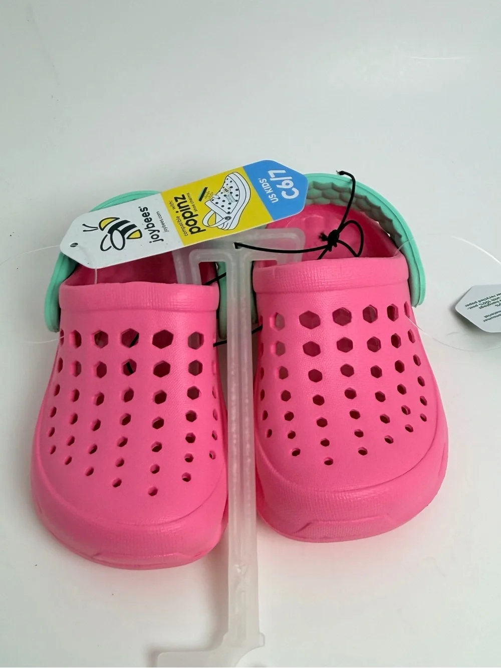 Joybees Kids Poppinz Slip-On Clog Sandals - Pink with Mint Strap